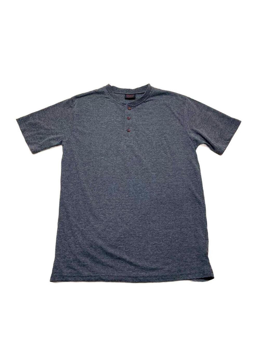 SMASH Men's Medium Gray Short Sleeve Henley Shirt